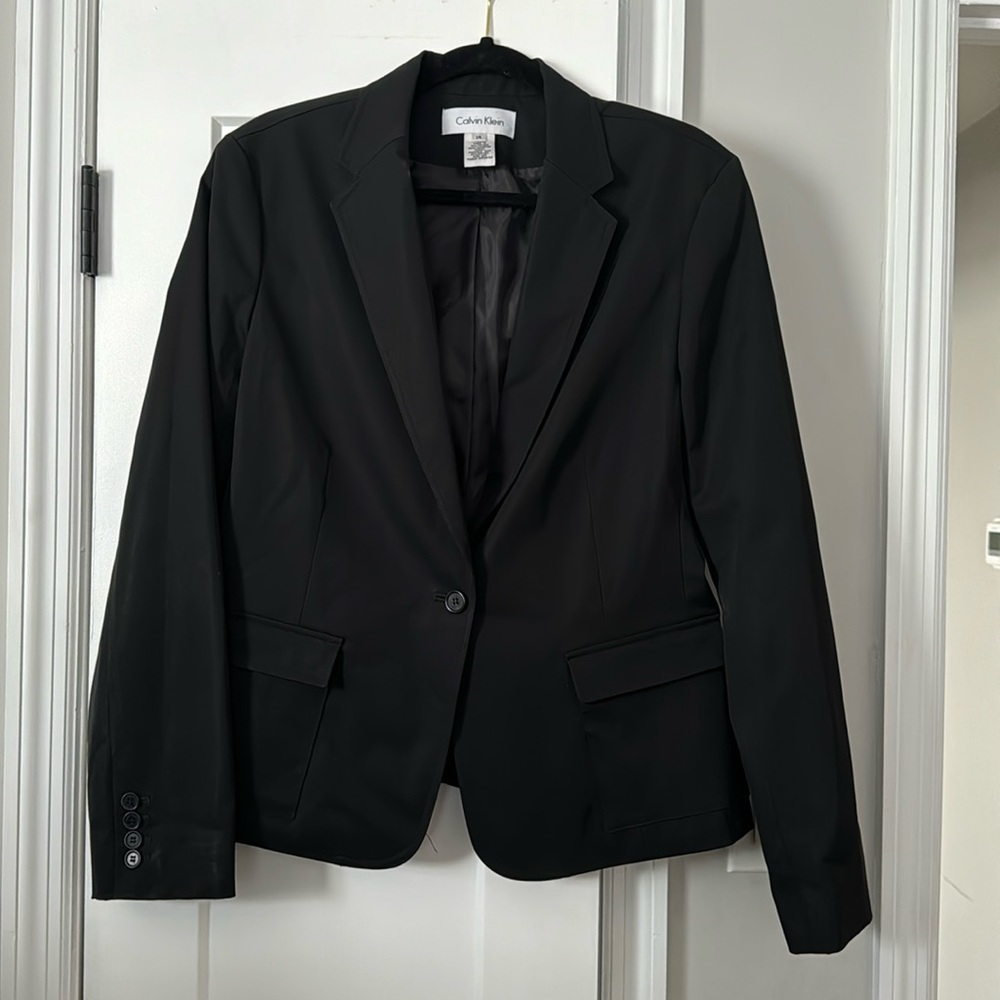 Calvin Klein Black One Button Blazer-size 14
